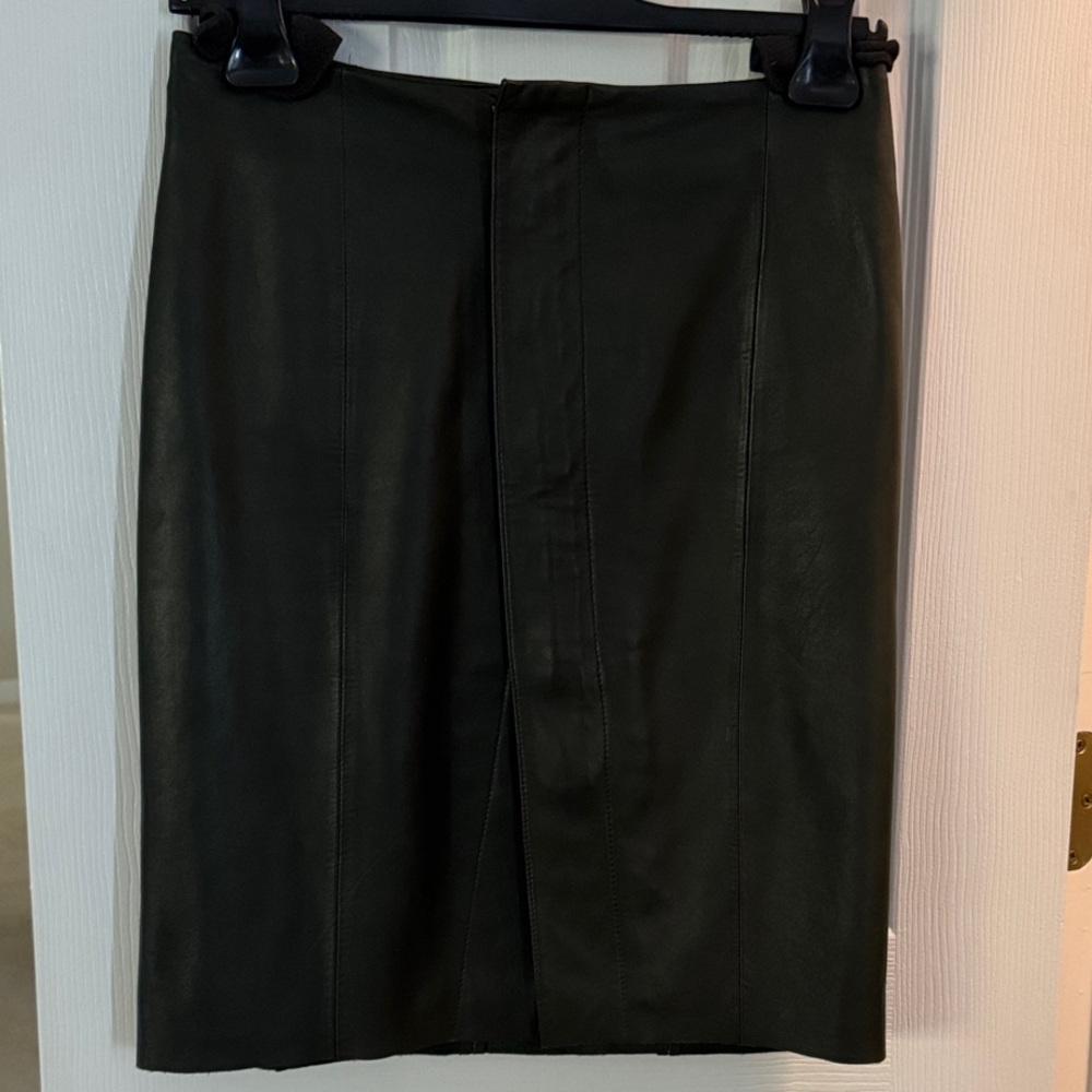 Dark Green Leather Skirt